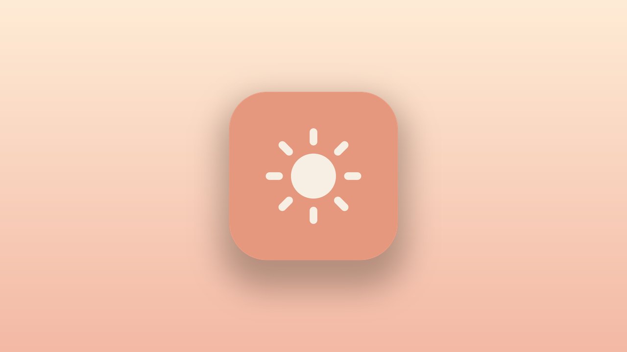 The Selfie Light app icon, a warm sun, on a peach background