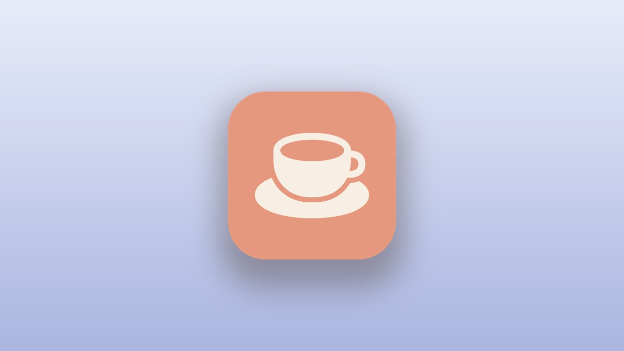 The Stay Awake app icon, a coffee cup, on a soft blue background